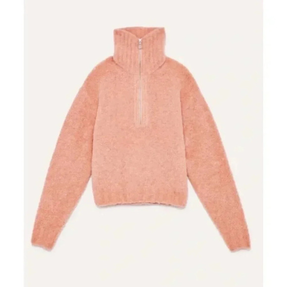 Aritzia Wilfred Free Gwyneth Wool Alpaca Cropped Quarter-Zip Knit Sweater Small - Picture 3 of 10